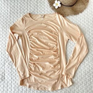 Sundance ruched long sleeve cotton top Large